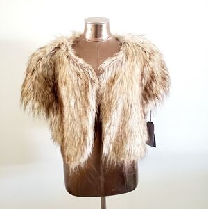 NWT Jennifer Lopez XL Faux Fur Tan Gray Jacket